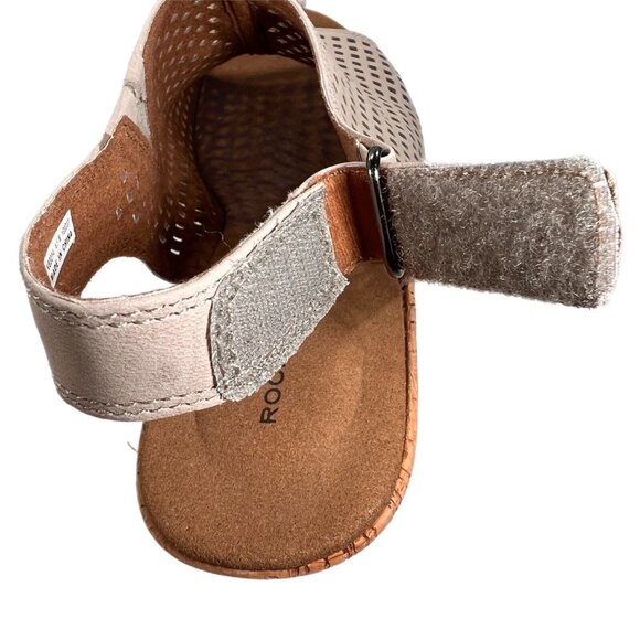 Rockport Womens Tan Taupe Perforated Leather Peep Toe Cork Wedge Shoes Sz 8.5 - Picture 5 of 12